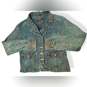 Lee Vintage 80's One True Fit Blue Denim Jacket Size Medium Classic American